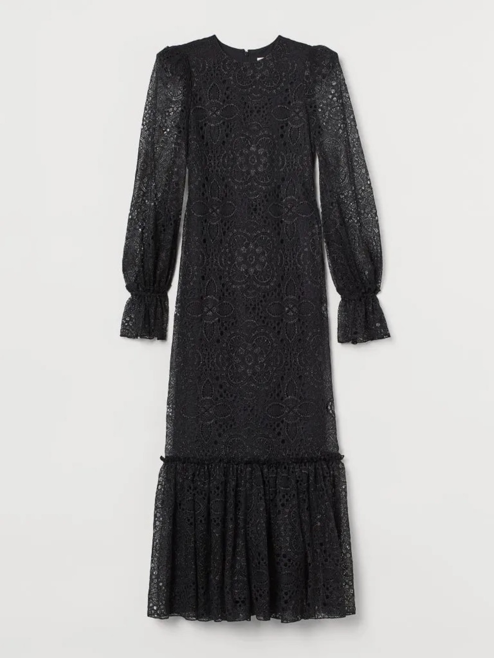 Black Lace Maxi Dress with Tie Waist